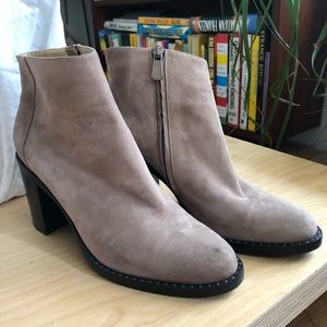 Paul Andrew taupe suede Bushwick bootie